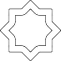 Rub El Hizb Icon In Black Line Art. vector