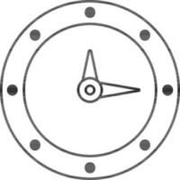 Clock Icon In Black Line Art. vector