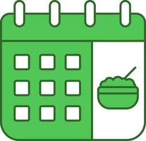 Calendar Icon In Green And White Color. vector