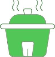 Hot Pot Icon In Green And White Color. vector