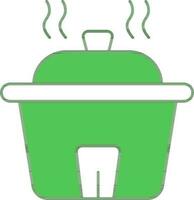 Hot Pot Icon In Green And White Color. vector