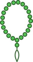 Tasbih Icon In Green And White Color. vector