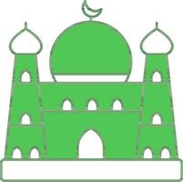 Mosque Icon In Green And White Color. vector