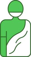 Faceless Islamic Man Icon In Green And White Color. vector