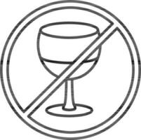 No Drinking Icon In Black Outline. vector