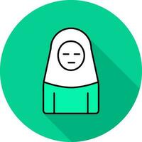 Islamic Woman Icon On Green Background. vector