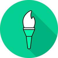 Flame Torch Icon On Green Background. vector