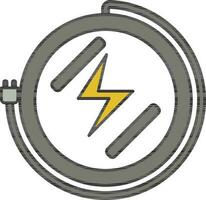 Round Extension Cord Icon In Gray And White Color. vector