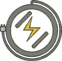 Round Extension Cord Icon In Gray And White Color. vector