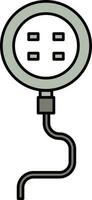 Round Extension Cord Icon In Gray And White Color. vector