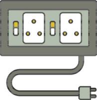 Isolated Extension Cord Icon In Gray And White Color. vector