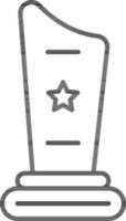 Star On Trophy Icon In Black Line Art. vector