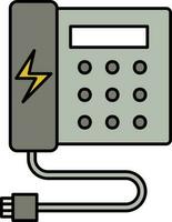 Telephone And USB Cable Icon In Gray And White Color. vector