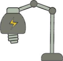 Desk Lamp Icon In Gray And Yellow Color. vector