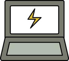Laptop Icon In Gray And White Color. vector