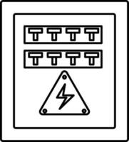 Electrical Fuse Box Icon In Black Outline. vector