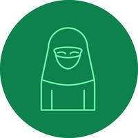 Arábica mujer icono en verde antecedentes. vector