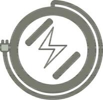 Round Extension Cord Icon In Gray And White Color. vector