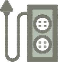 Power Strip Icon In Gray And White Color. vector
