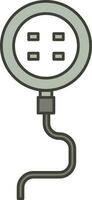 Round Extension Cord Icon In Gray And White Color. vector