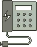 Telephone And USB Cable Icon In Gray And White Color. vector