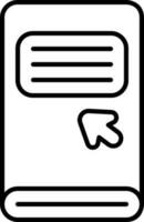 Cursor Arrow With Ebook Icon In Black Outline. vector