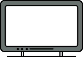 plano estilo monitor icono en gris y blanco color. vector