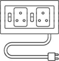 Isolated Extension Cord Icon In Black Outline. vector