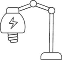 Desk Lamp Icon In Black Line Art. vector