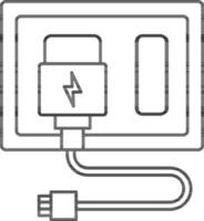 Switchboard And Adapter Icon In Black Line Art. vector