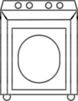 Washing Machine Icon In Black Outline. vector