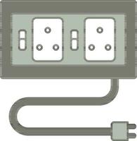 Isolated Extension Cord Icon In Gray And White Color. vector