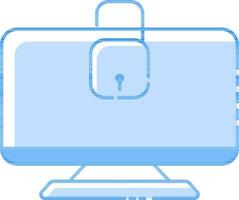 Open Lock In Desktop Blue Icon. vector