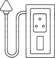 Extension Cord Icon In Black Line Art. vector