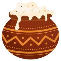 Illustration of Traditional Dish In Mud Pot Element. vector