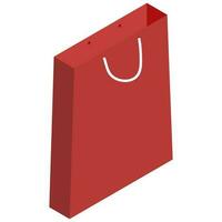 Realistic Shopping Bag Element In Red Color. vector