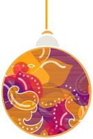 Floral Print Bauble Hang Element In Flat Style. vector