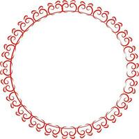 Red Motif Circular Frame Or Rangoli Element On White Background. vector