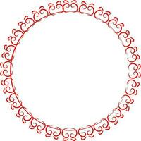 Red Motif Circular Frame Or Rangoli Element On White Background. vector