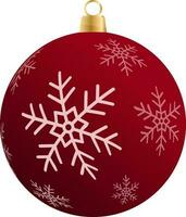 Red And White Snowflake Bauble Element In Flat Style. vector