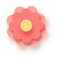 Red Paper Cut Flower Element On White Background. vector