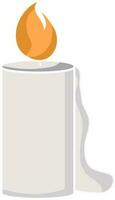 Burning Candle Element In Orange And Gray Color. vector