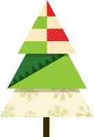 Paper Cut Xmas Tree Element On White Background. vector