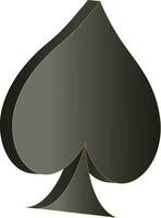 Grey Playing Card Spade Symbol In 3D Style. vector