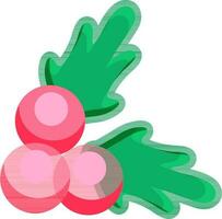 Glossy Holly Berries Element In Green And Pink Color. vector