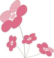 Pink And White Flowers In Flat Style. vector