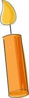 Flat Style Burning Candle Element In Orange Color. vector