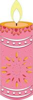 Beautiful Burning Fireworks Candle Element In Pink And Orange Color. vector