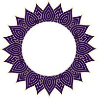 Blue And Yellow Floral Circular Motif Frame Flat Element. vector