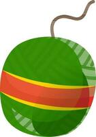 Firecracker Sutli Bomb Flat Element In Green And Red Color. vector